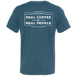 Real Coffee, Real People T-Shirt - Steel Blue